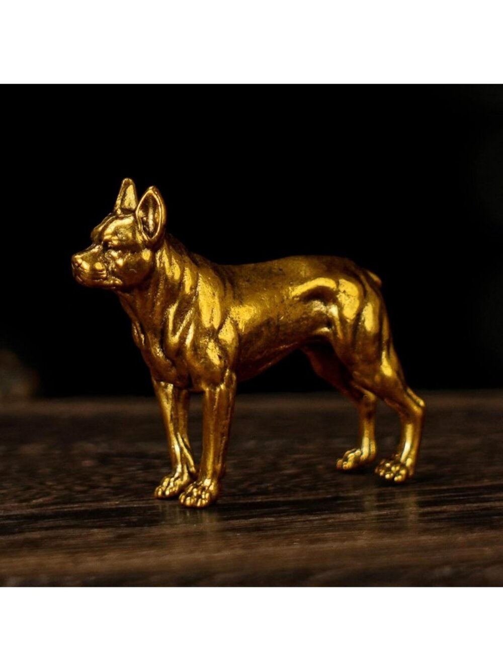 Vintage Brass Pitbull Figurine - Solid Heavy Metal Dog Statue for Home Decor